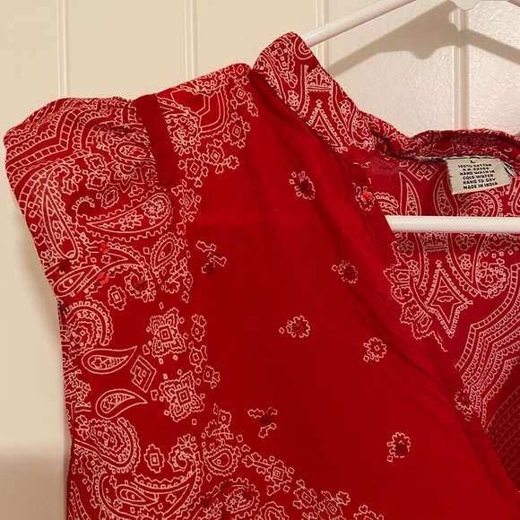 Vintage Blue Plate women’s handkerchief ruffle sleeveless sequin top — large - Picture 2 of 6